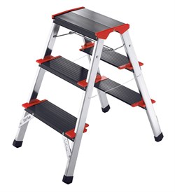 Двухсторонняя анодированная стремянка Hailo ChampionsLine L90 225 2x3 4423-001 - фото 101619