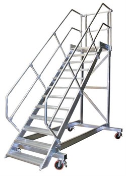 Алюминиевый трап с платформой Krause передвижной, 600мм 18 ступеней 45° 827975 - фото 11346