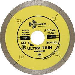 Сплошной алмазный отрезной диск Ультратонкий 115x22,23 мм Trio-Diamond UTW501 - фото 141394