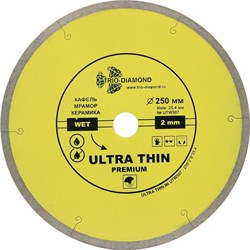 Сплошной алмазный отрезной диск Ультратонкий 250x25,4 мм Trio-Diamond UTW507 - фото 141399