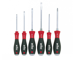 21250 Wiha Набор отвёрток SoftFinish Шлиц, Phillips, 6 предм., со сквозным шестигранным жалом и массивным стальным набалдашником (серия 530) - фото 144033