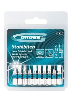 Набор шлицевых бит Gross SL5x25, 10 шт 11320 - фото 242514