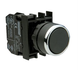 Нажимная кнопка EMAS круглая черная 1НО B100DH - фото 322849