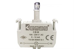 Блок-контакт подсветки EMAS с синим светодиодом 100-230V AC CBM - фото 323707