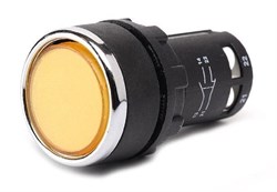 Нажимная моноблочная кнопка EMAS желтая 22 мм, IP 40 (1НО+1НЗ) MB102DS - фото 324690