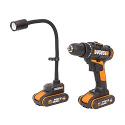 Комплект аккумуляторных инструментов WORX WX977: дрель-шуруповерт WX101.9 и настольный фонарь WX028.9 - фото 331529