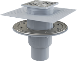 Сливной трап AlcaPlast APV2324 105x105 мм, вертикальный выпуск 50/75 мм, нержавеющая сталь - фото 337747