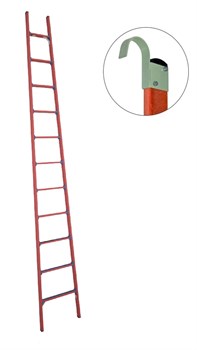 Диэлектрическая приставная лестница Диэлектрик 11 ступеней ЛСПД-4,0 Е К с крюками - фото 338828