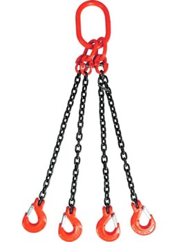 Строп цепной TOR 4СЦ г/п 11,2 т 2,5 м с самозакрывающимися крюками, шт - фото 358133