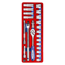 Набор торцевых головок 3/8” с принадлежностями, ложемент, 22 предмета МАСТАК 5-003222 5-003222 - фото 680264