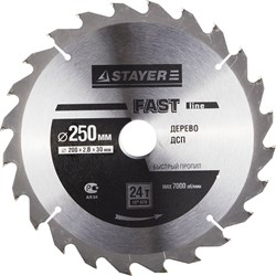 Диск пильный Stayer "MASTER-FAST-Line" 250мм 24T 3680-250-30-24 - фото 83659