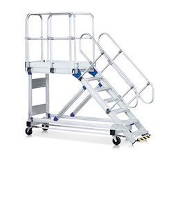 Алюминиевый трап с платформой Zarges Z600 передвижной 800мм 5 ступеней 45° 40259611 - фото 99451