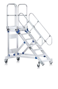 Алюминиевый трап с платформой Zarges Z600 передвижной 600мм 13 ступеней 45° 40259772 - фото 99507