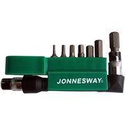 Набор шестигранных бит Jonnesway 1/4" H2-H8 + Г-образный битодержатель, 8 предметов S08H2H8S