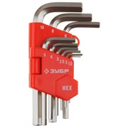 Набор коротких имбусовых ключей Зубр Мастер HEX 1,5-10, 9 ед. 27460-1_z02