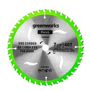 Пильный диск по дереву для циркулярной пилы GREENWORKS 184x1.75/1.13x20 мм 40T