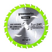 Пильный диск по дереву для циркулярной пилы GREENWORKS 184x1.75/1.13x20мм 24T