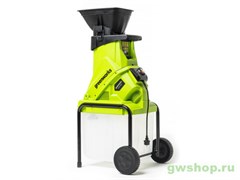 Измельчитель садовый электрический GREENWORKS, 220 В, 2800 Вт с контейнером Greenworks 2208007