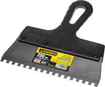Зубчатый шпатель Stayer "PROFESSIONAL" нержавеющий 200мм 6х6 1009-20-06