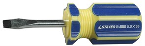 Шлицевая отвертка Stayer Master короткая, SL6 38мм 2509-38-6,0
